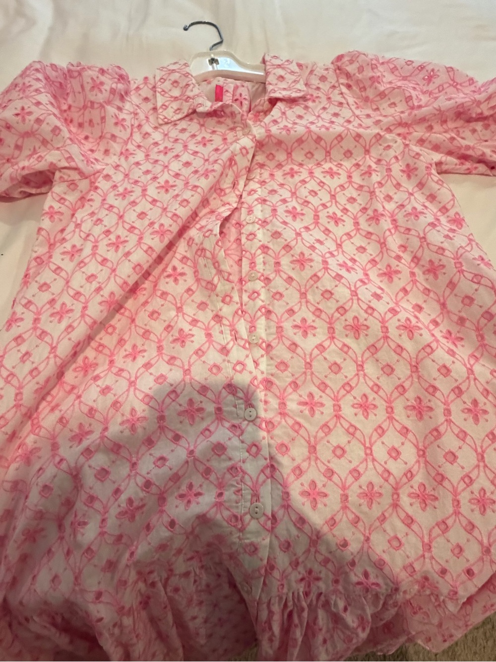 Lilly Pulitzer Cartley Eyelet Shirtdress Havana Pink White Size 8 - Picture 4 of 7